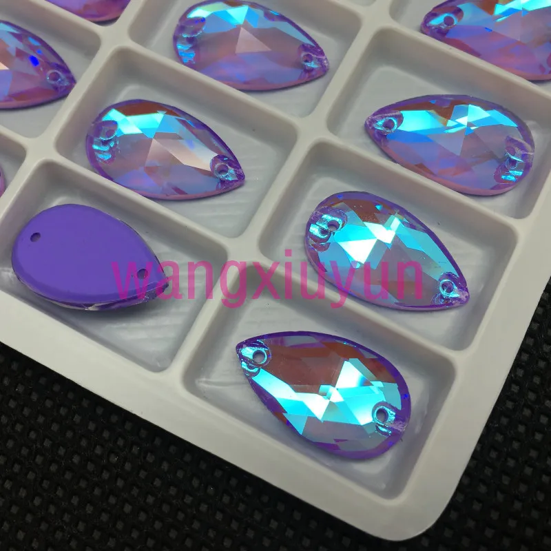 Мокко AB Colors 3230 K9 стеклянный Хрустальный каплевидный пришивной камень с плоской