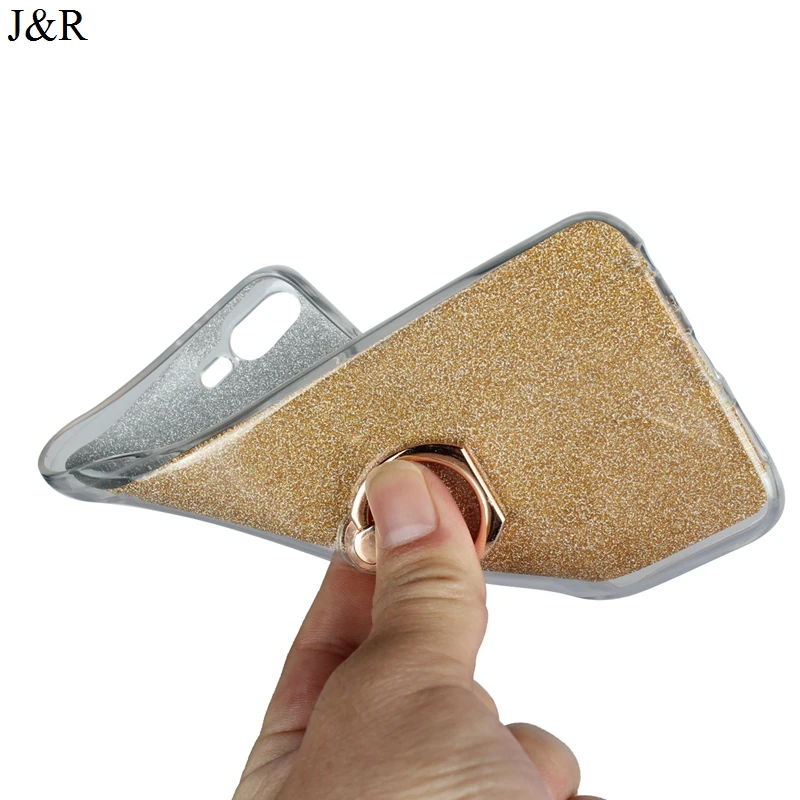 Bling Glitter Case for Huawei Honor 9 Lite Soft Silicone Cover 9Lite Fitted Cases Shining Phone Shell With Finger Ring |