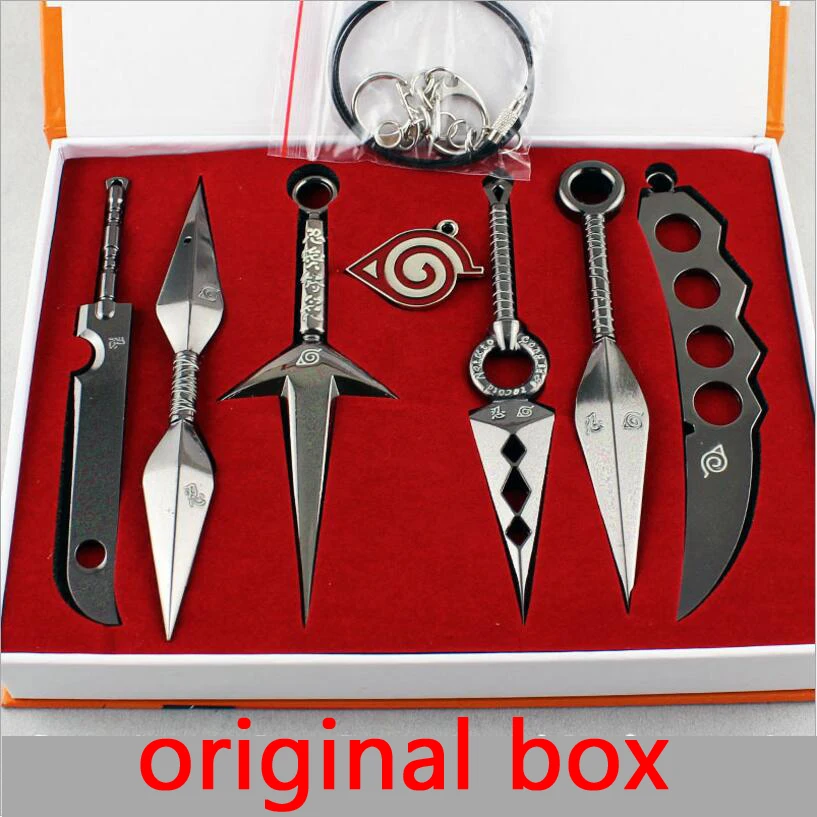 7 шт./компл. оригинальная коробка оружие Наруто Minato Yondaime Hokage Kunai Asuma Подвеска для