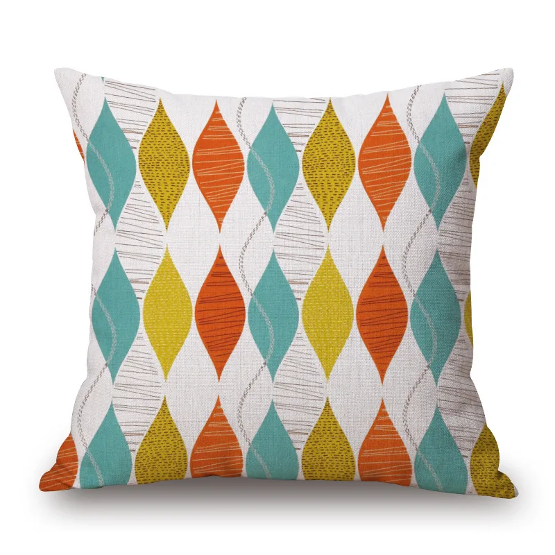 Yellow Series Tree Birds Cushion Cover Pillow Case Geometric Covers Thin Linen Cotton Bedroom Sofa Decoration | Дом и сад
