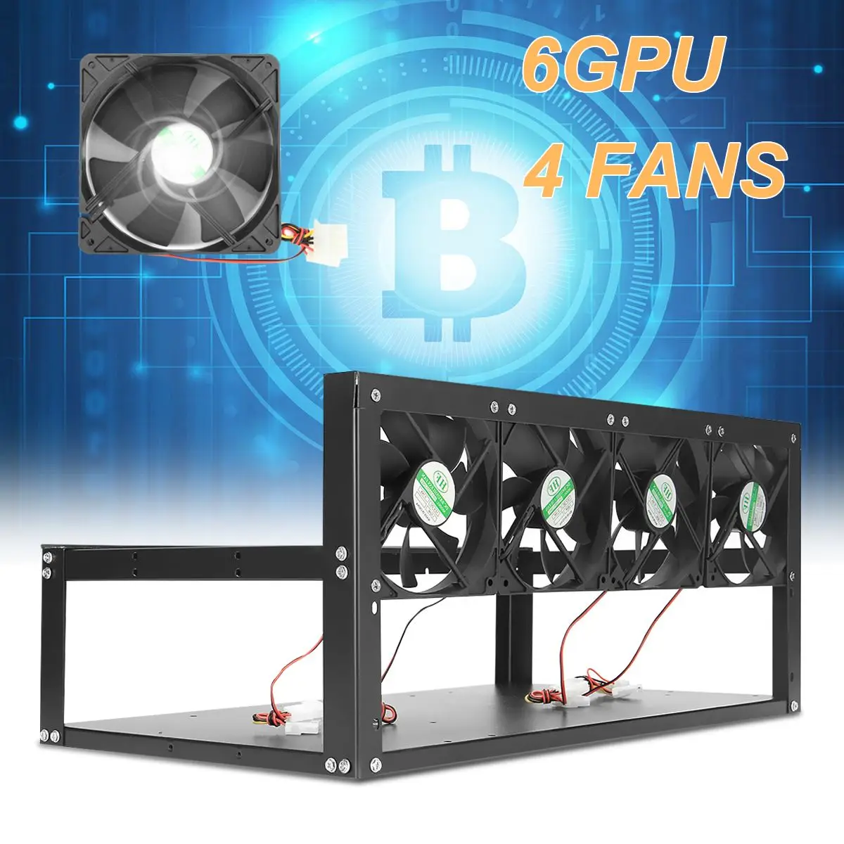 6 GPU 4 вентиляторы Открытый воздух Pro шахтерский компьютер сплав чехол рамка Rig 4 для 6 GPU ETH BTC ZEC эфириума