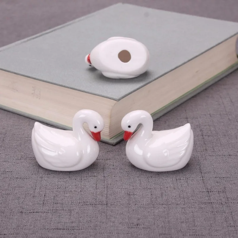 2pc Ceramic White Swans Miniature Animal Decoration Home Garden Mini Craft Ornaments Micro Decor DIY Gift |