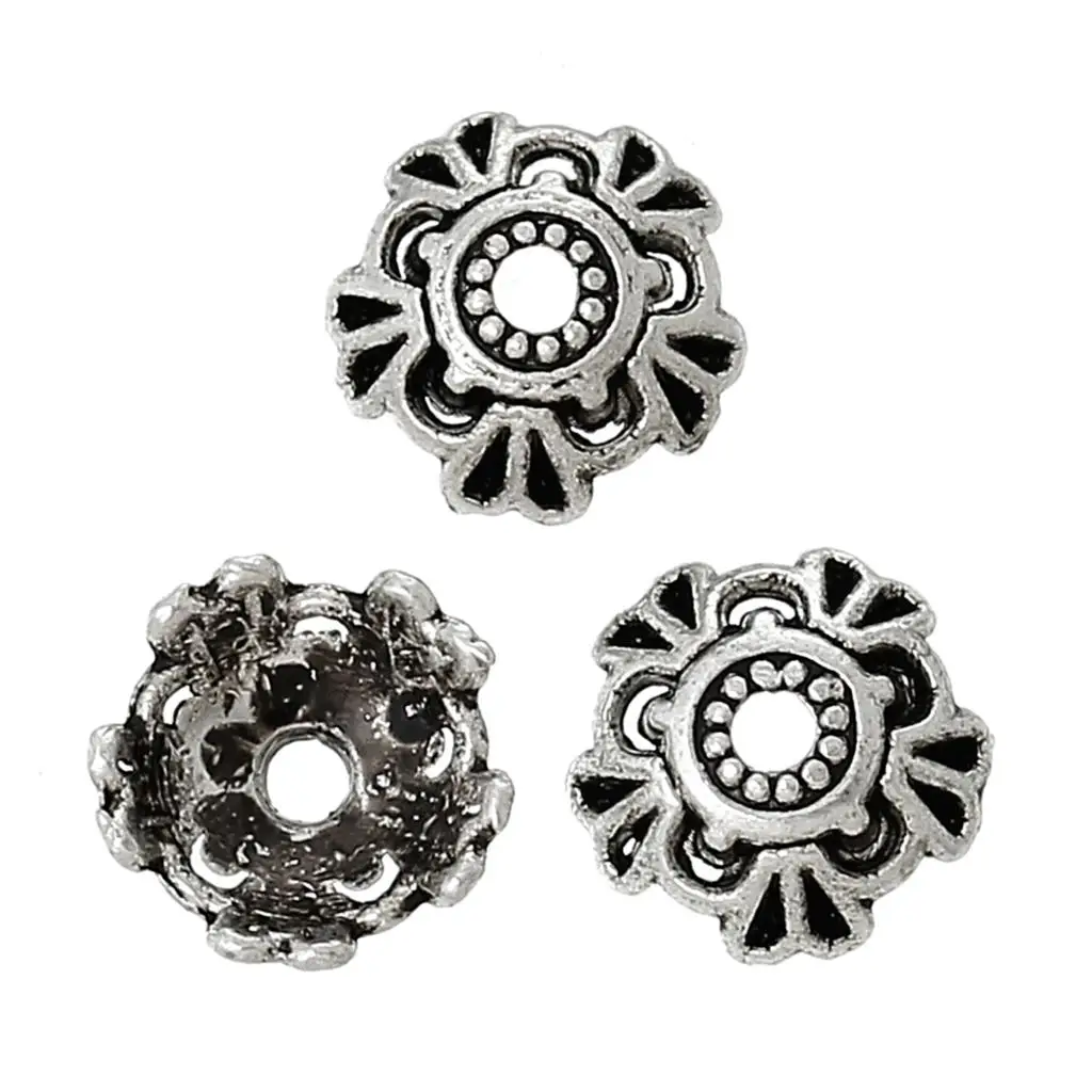 DoreenBeads Бусины Из Цинкового металлического сплава бусины с цветком античное