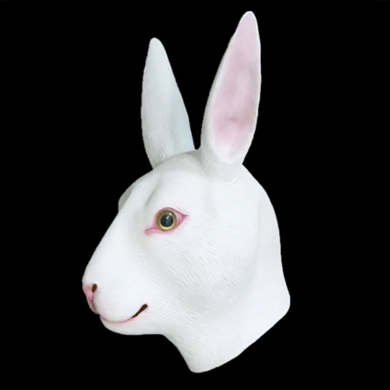 Promotional Realistic high-quality fancy costume latex grey Halloween Black latex rabbit mask