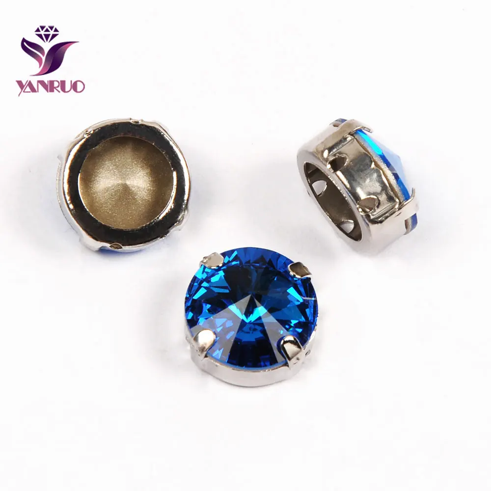 Capri Blue Silver YANRUO 1122 модные Rivoli Камни коготь Установка Стразы Pointack Алмазный страз одежда для шитья искусство рукоделие - Цвет: Capri Blue Silver
