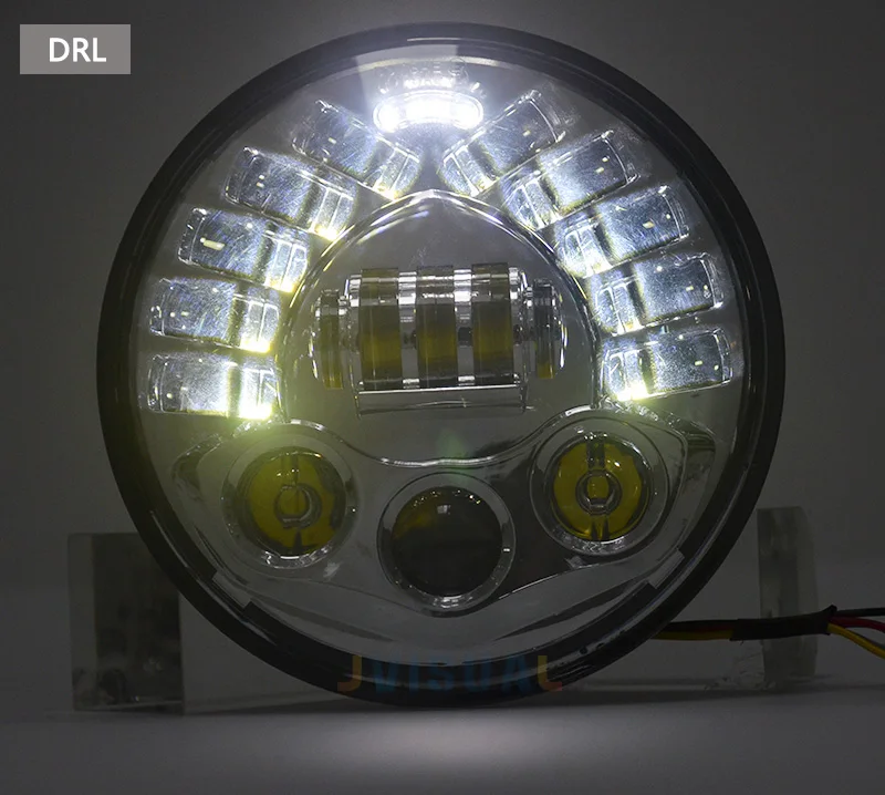 7 дюймов светодиодные фары H4 DRL Круглый ''фары для автомобиля с желтый и белый