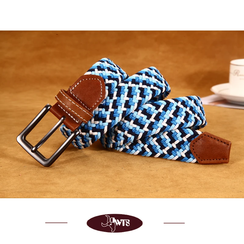 [DWTS]Belts Cummerbunds Woman 3.5CM Wide Elastic Stretch Canvas Belt Pin Buckle Braided Young Students leather | Аксессуары для