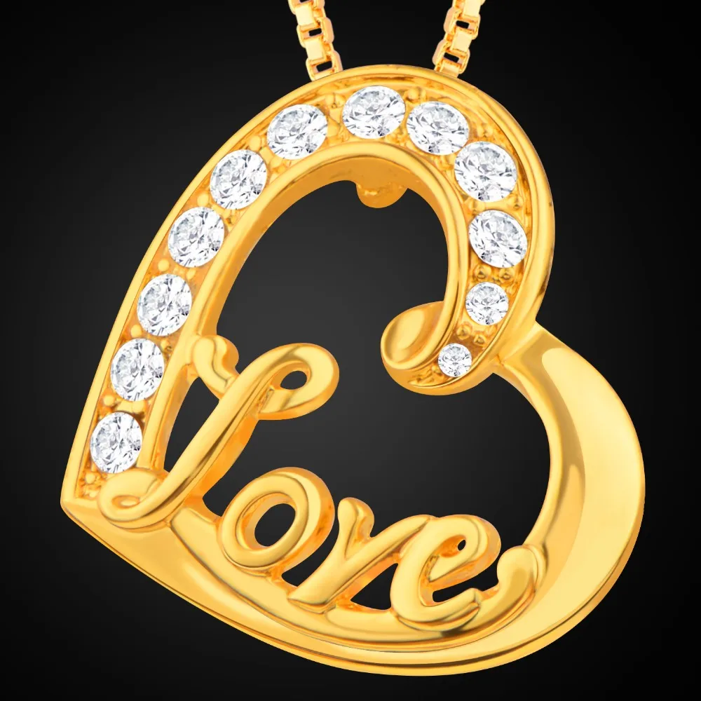 Новый Кристалл Rhinestone сердца Цепочки и ожерелья S Подвески Талисманы золото Цвет
