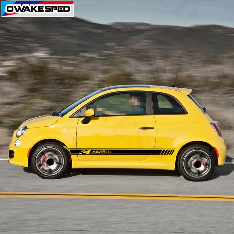 Спортивная наклейка в полоску для Fiat 500 595 дюйма задняя боковая юбка Виниловая