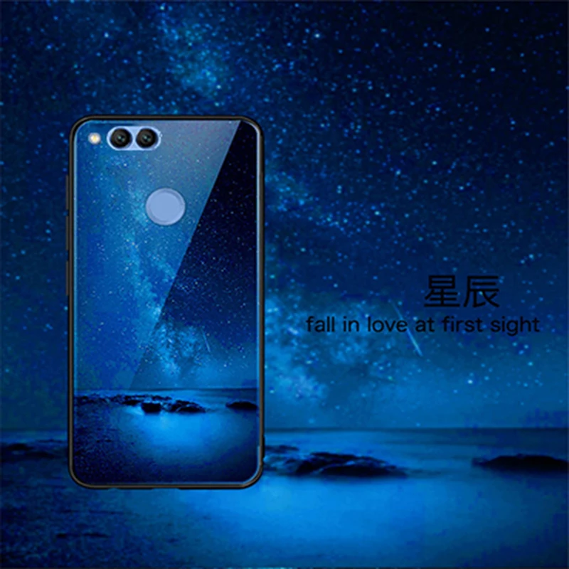 Чехол из закаленного стекла для Huawei Honor 7X Защитные чехлы Honor7X стеклянный чехол 7 X