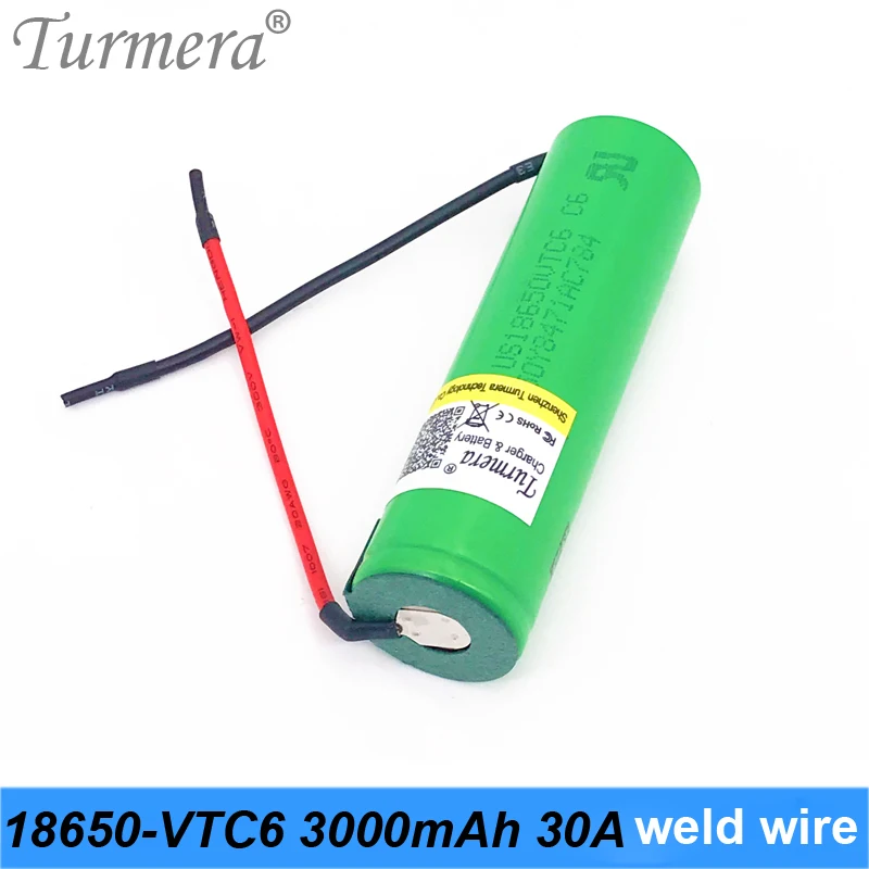 us18650vtc6 vtc6 30a 18650 3000mah аккумулятор сварочный провод для аккумуляторной отвертки перезаряжаемый аккумулятор