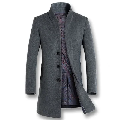 Gray ISurvivor мужские зимние осенние толстые шерстяные куртки, пальто Hombre, мужские повседневные Модные приталенные деловые повседневные куртки для мужчин - Цвет: Gray