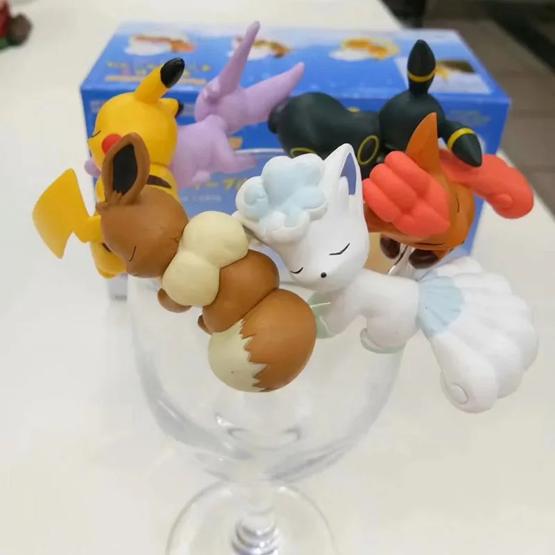 6 шт./компл. с героями мультфильмов Пикачу ЕВА Vulpix цифры на кабеле pokemones Фигурки игрушки кабель для модели протекторы милые подарки