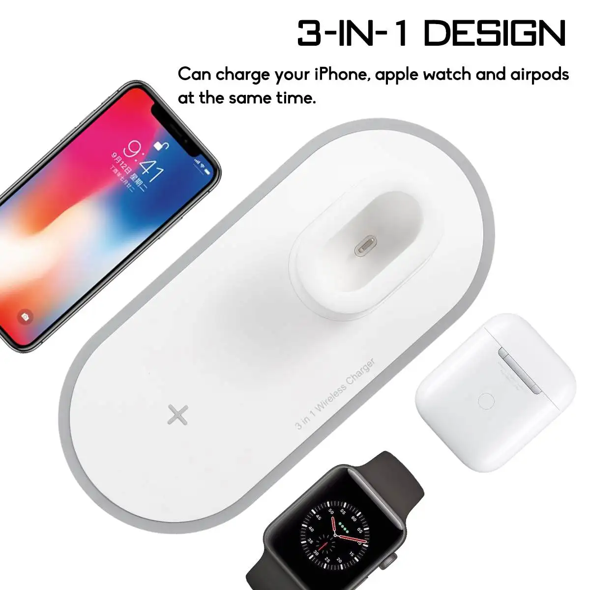10 Вт 3 в 1 Qi Беспроводное зарядное устройство для IPhone XR XS Max для Apple Watch 2 3 4 для AirPods Быстрая зарядка для samsung S8 S10e S9 Plus
