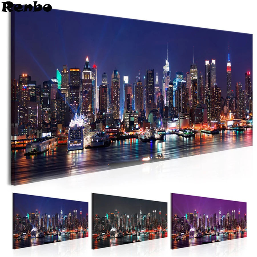 

DIY NEW YORK Night Diamond Painting,5D Full Square Round Diamond Embroidery City Night View Cross Stitch,almaznaya,home decor
