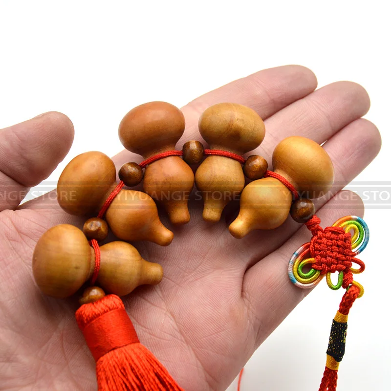 

Feng Shui Peach Wood The Chinese knot miniature Gourd Wood Amulet home decoration accessories gift