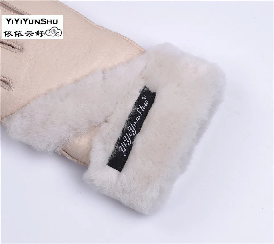 Yiyyunshu, ручная работа, настоящая овчина, женские кожаные перчатки, женские, шерсть, мех, натуральная кожа, зимние, разные цвета, теплые перчатки