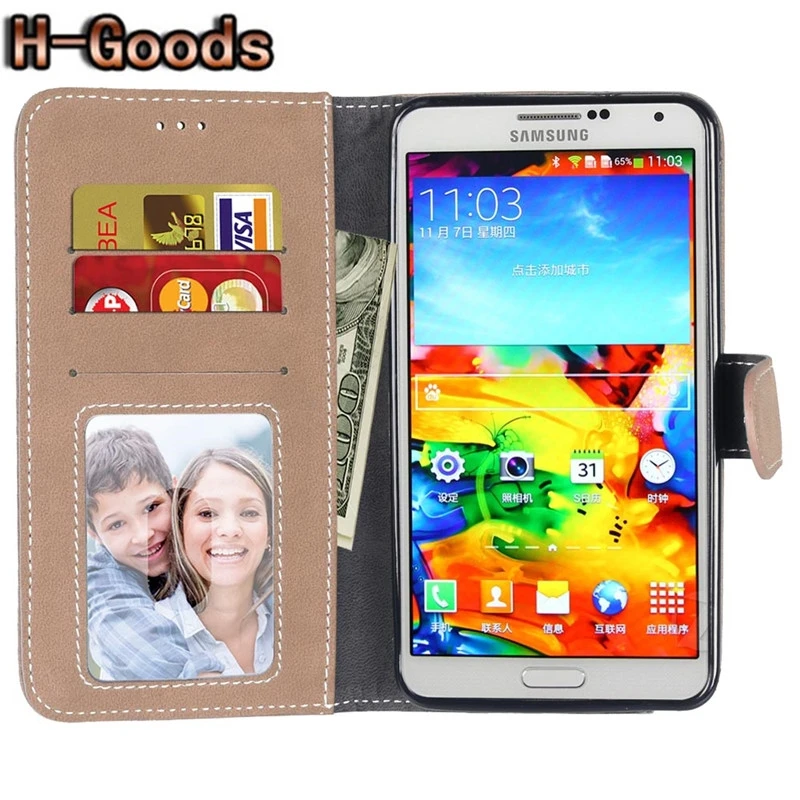 H-goods кожаный + силиконовый чехол для телефона samsung Galaxy Note 3 N9000 N9005 5 7 &quotКошелек