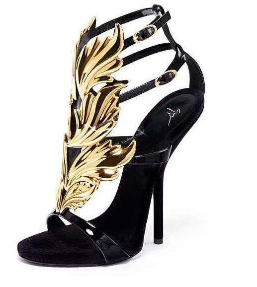 2013 Hot lady high heel sandals gold leaf wedge pumps flame sandal shoes Star with Shoes Fashion women leather heels | Обувь