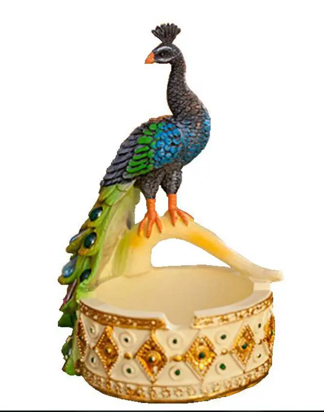 Resin creative personality peacock ashtray environmental protection non-stick ash gift room office decoration air home crafts | Дом и сад