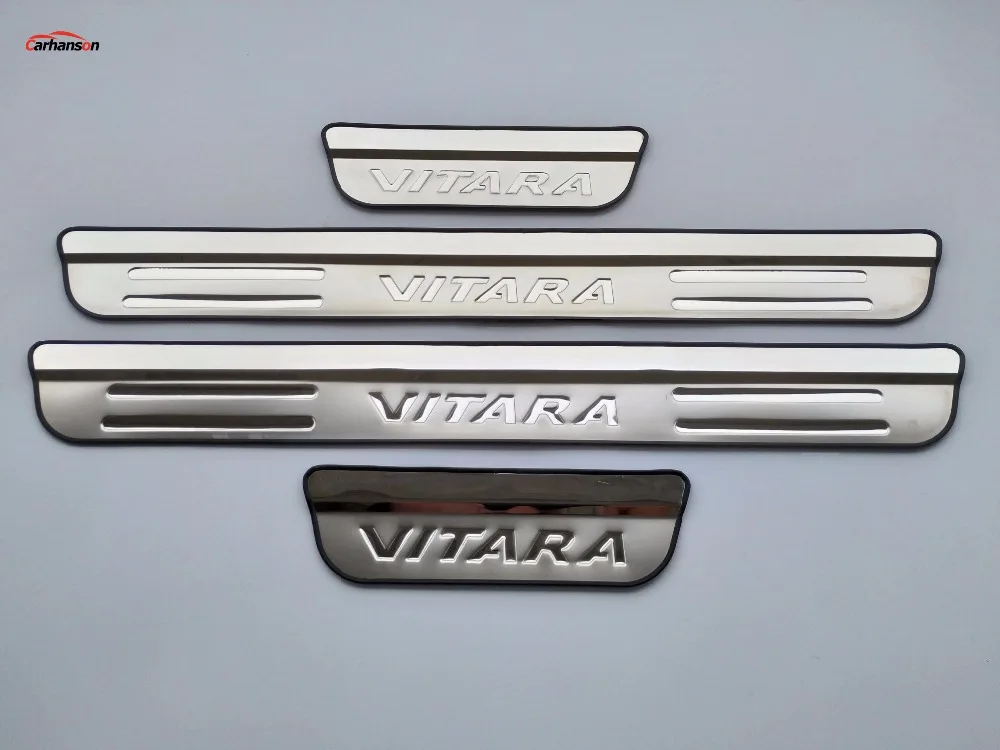 Для Suzuki Vitara дверные пороги, нержавеющие двери и подоконники, накладка на педаль, защита для автомобиля, стильные аксессуары, наклейка