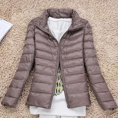 Khaki Style 2 Новинка, ультра-светильник, утиный пух, куртки для женщин, с капюшоном, зимнее пальто, длинный рукав, теплый, тонкий, 6XL размера плюс, куртка, женская одежда - Цвет: Khaki Style 2