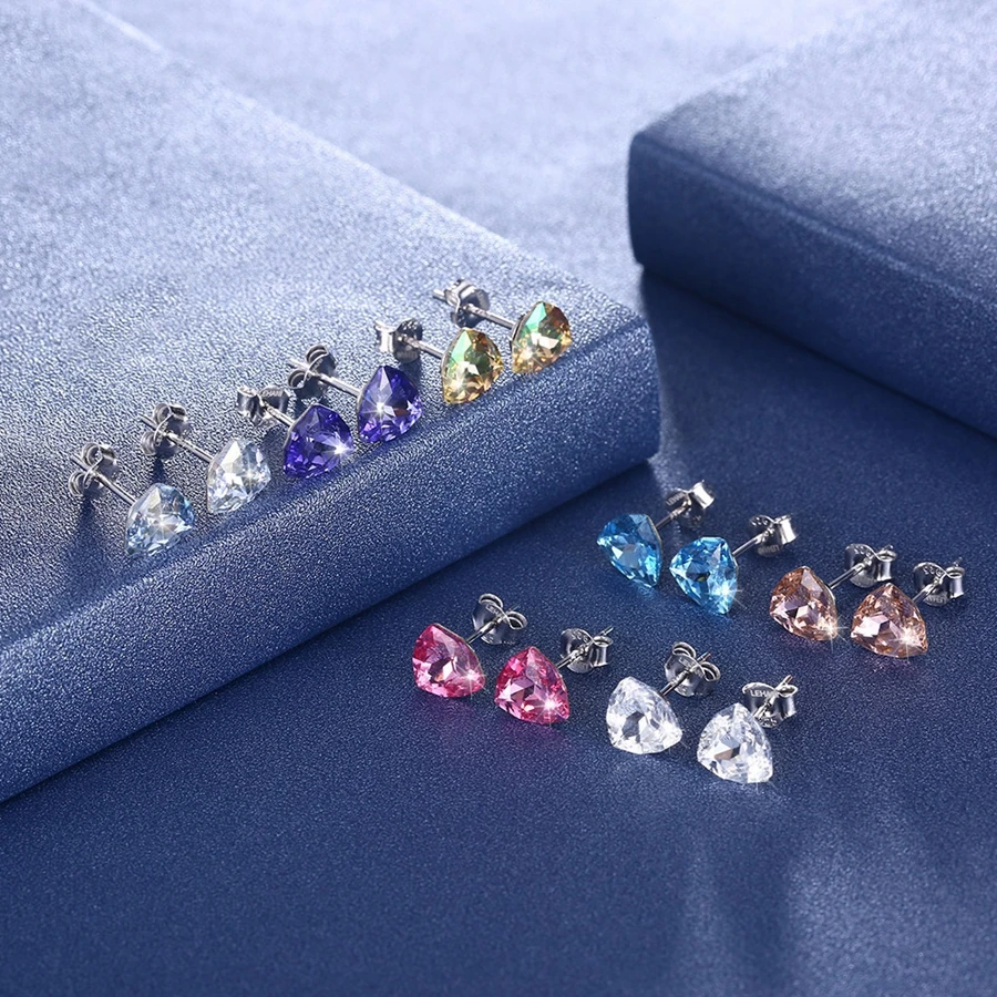 Серьги из стерлингового серебра Swarovski с треугольным кристаллом MALANDA новые модные
