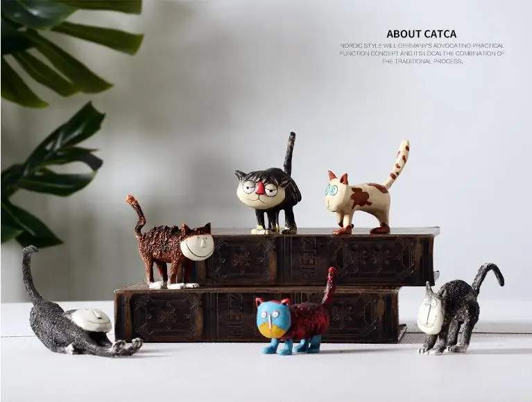 Мини статуя кота/скульптура из смолы/коллекционные статуэтки ручной работы