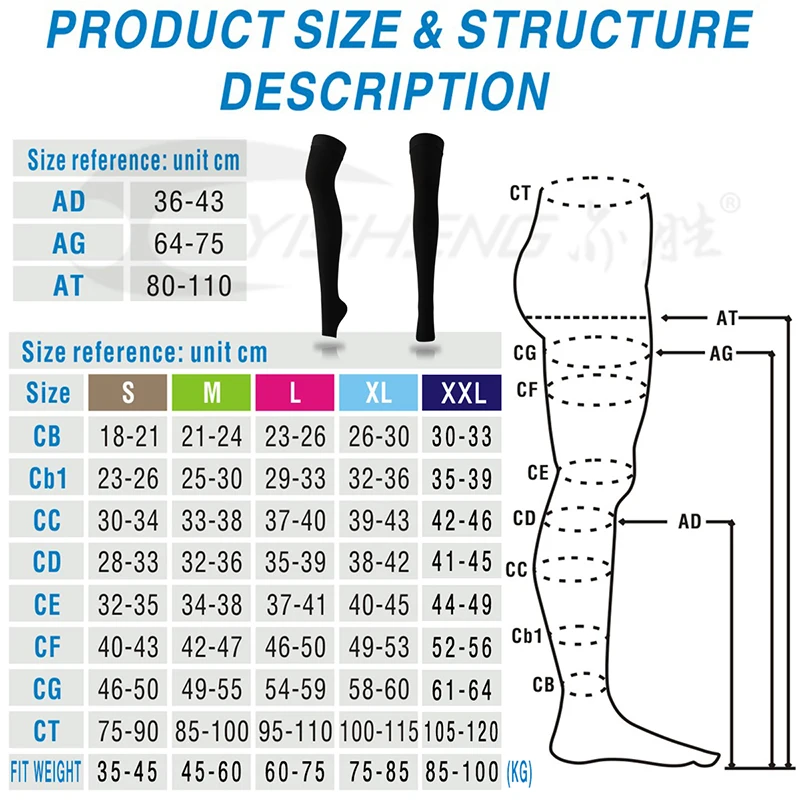 Медицинские компрессионные чулки Findcool с силиконовой лентой для йоги бедра