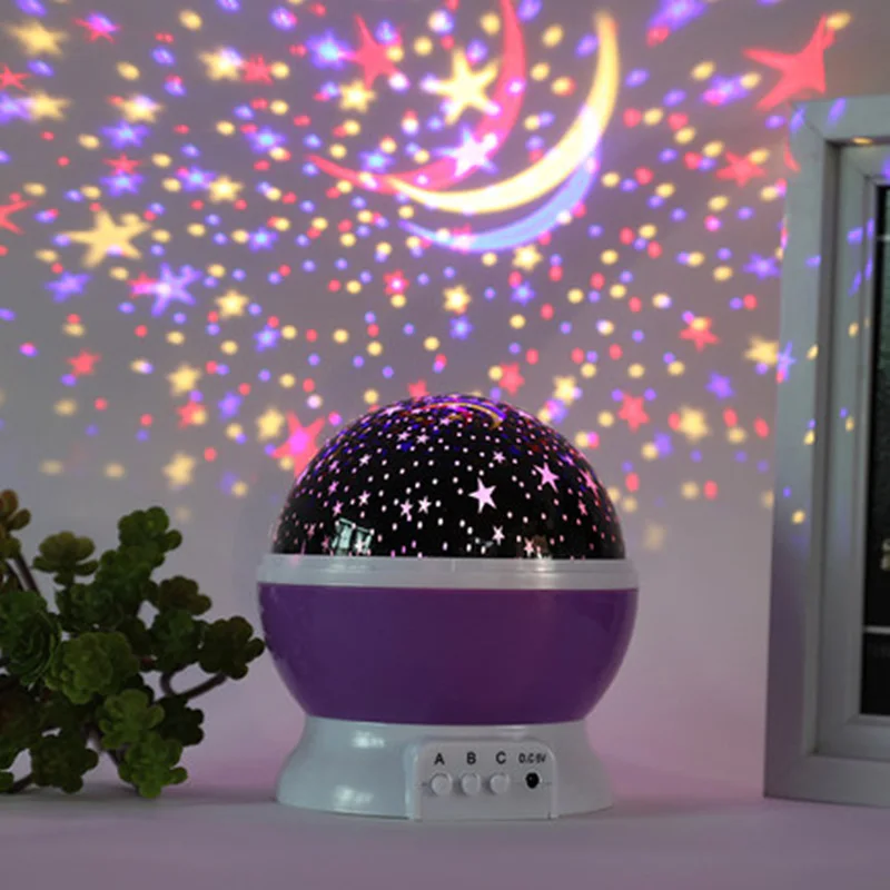 PURPLE Светодиодный Звездный светильник, автоматический вращающийся проектор, Ночной светильник с USB портом, светильник для спальни, светильник на День святого Валентина, подарки на день рождения - Emitting Color: PURPLE