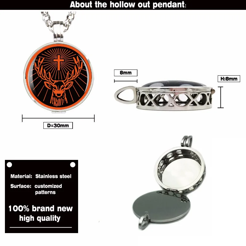 2016 модные ювелирные украшения из нержавеющей стали кулон фото эфирное масло