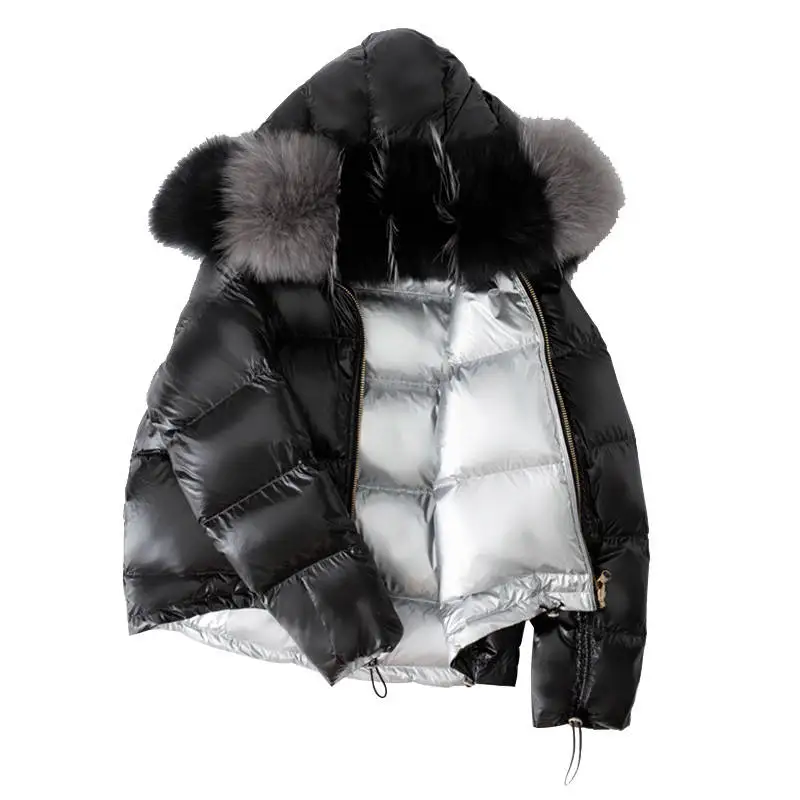 Большой натуральный Лисий Мех 2019 зимняя куртка Женский Детский пуховик с