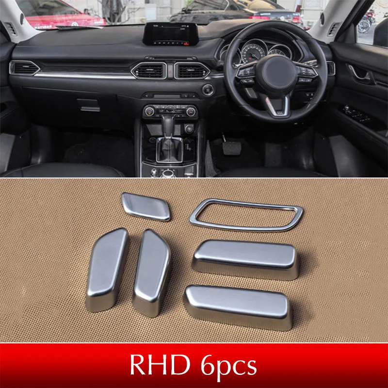 For RHD Для Mazda CX5,- KF Автомобильная регулировка сиденья ручка крышка наклейки на кузов Подрезка полосы автомобильные аксессуары 6 шт/комплект - Название цвета: For RHD