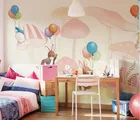 Мультяшные розовые воздушные шары, обои, 3d грибы, фотообои для детской комнаты, диван, фон, 3d кролик, настенная бумага, роспись, Декор