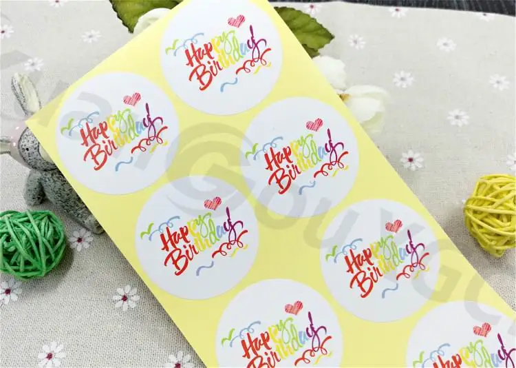 120 шт печать этикетка наклейка счастливый ярлык на день рождения Подарочная