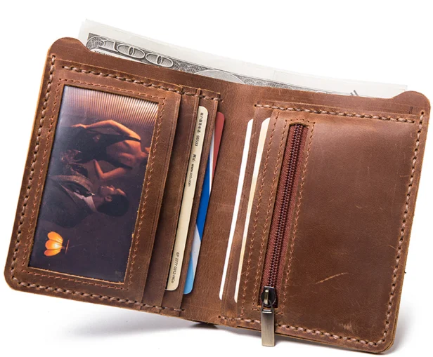 Мужские кошельки ручной работы из натуральной кожи в стиле ретро с отделением