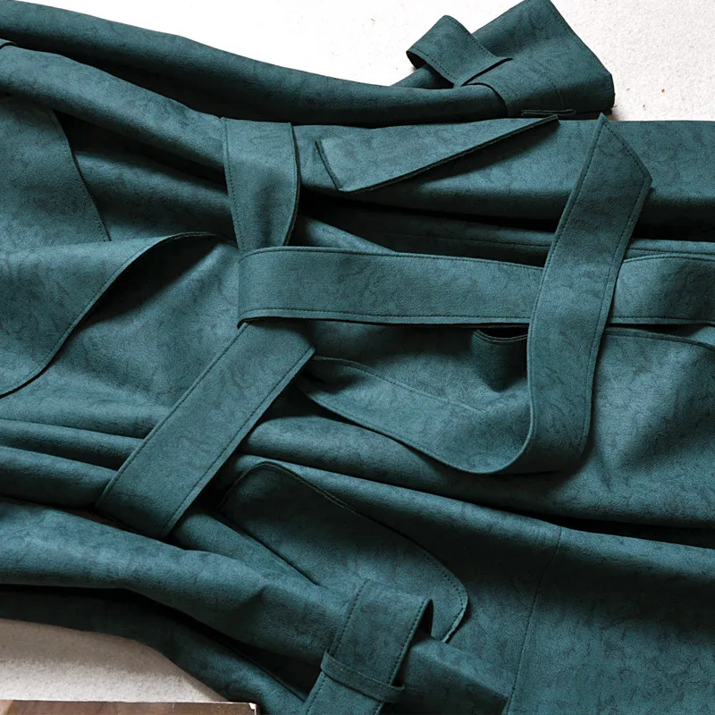 Новинка Осень Зима Женское замшевое пальто Европейская мода Длинная ветровка