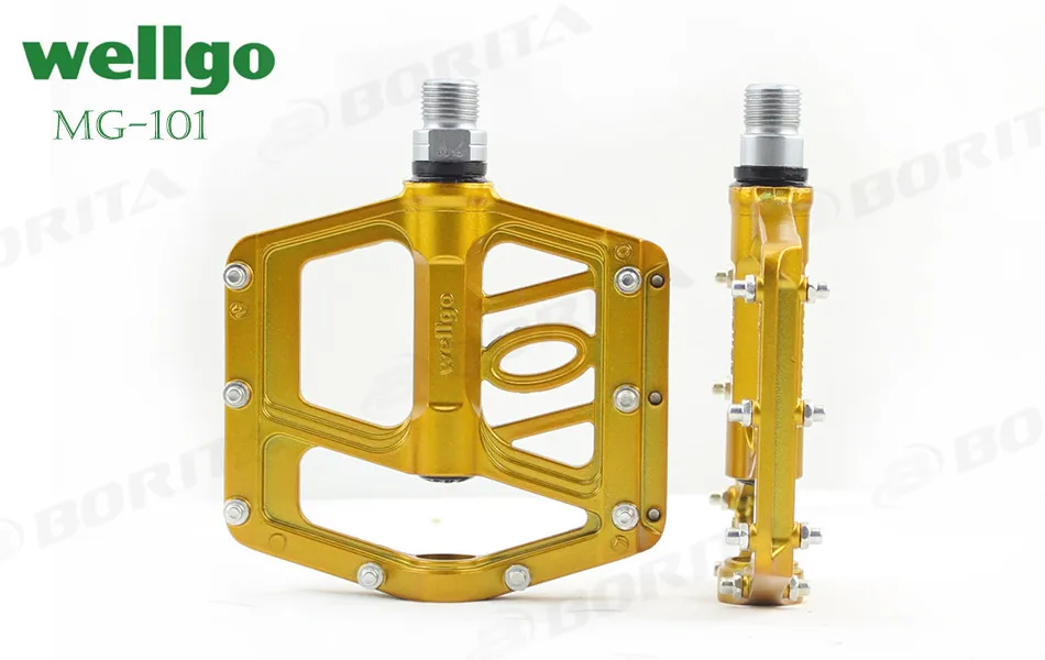 Wellgo MG-101 педаль MTB Горный Maganesium Сверхлегкий Противоскользящий герметичный подшипник велосипедные педали, велосипедные аксессуары многоцветные - Цвет: Gold Yellow