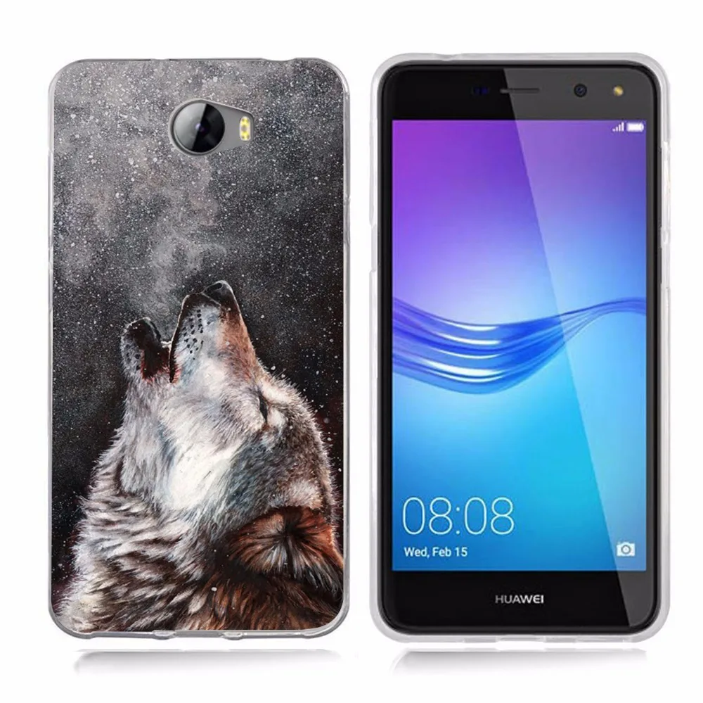 For Huawei P9lite/P8 Lite 2016 2017 Y5 II 2 Y5ii / Y6II Compact Animal Wolf Cool Soft TPU Silicone Pattern Clear Case B104 |