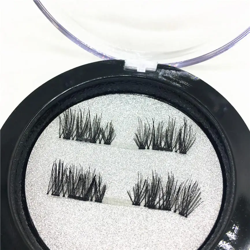 1 Pair 4Pcs Double Magnetic Eye Lashes Makeup False Long think 3D magnetic false eyelashes Extension Tools Lahse C530 | Красота и