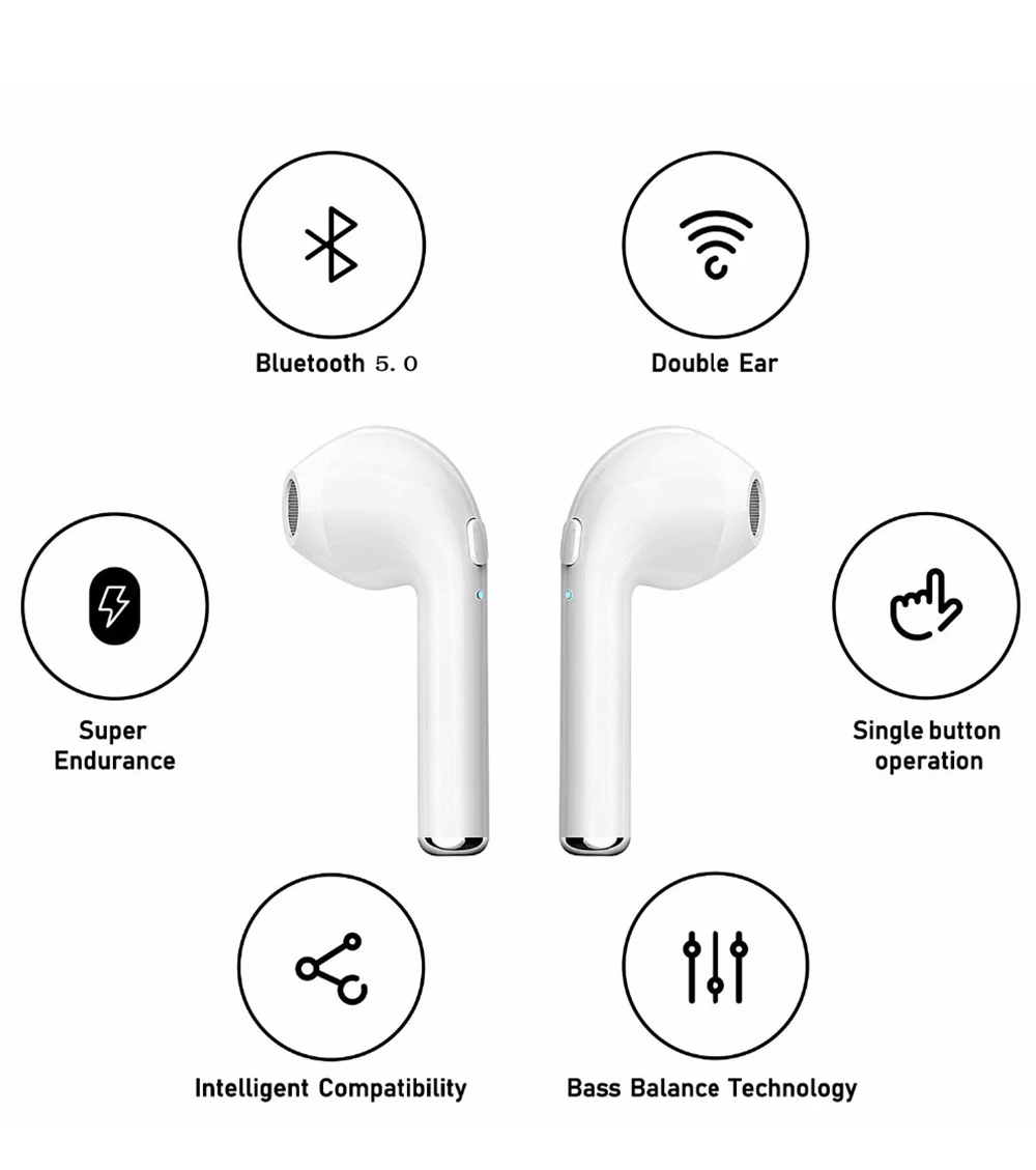 Bluetooth наушники i7s спортивные наушники стерео наушники с зарядной коробкой Handsfree Мини наушники беспроводные наушники