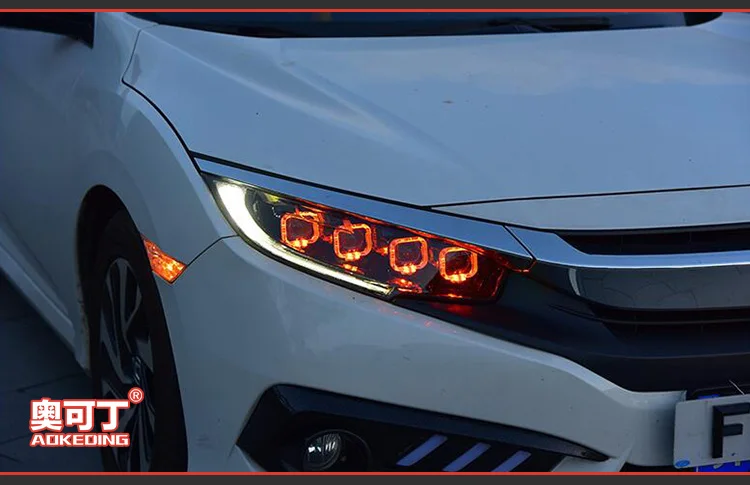 АКД Тюнинг автомобилей фары для Honda CIVIC X G10 Bugatti светодиодные фары DRL ходовые огни биксеноновый луч Противотуманные фары с ангельскими глазками