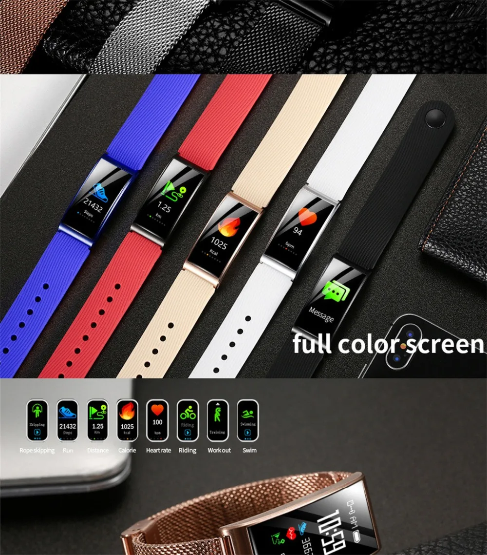 Смарт-часы IP68 для спорта и фитнеса с монитором сердечного ритма IOS/Andorid цветной