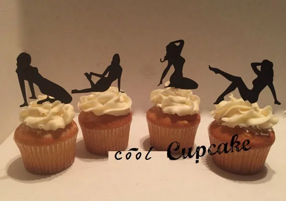 

Sexy Pin-up Silhouette Cupcake Toppers food Picks bridal shower Bachelorette Hem night Party wedding birthday toothpicks decor