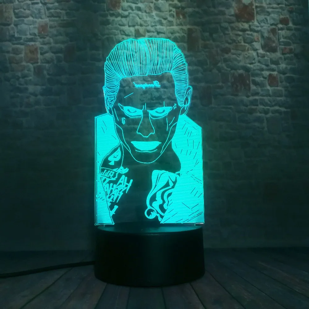 DC Hero крутой отряд самоубийц клоун Джокер 3D LED 7 цветов изменение ночник фигурка