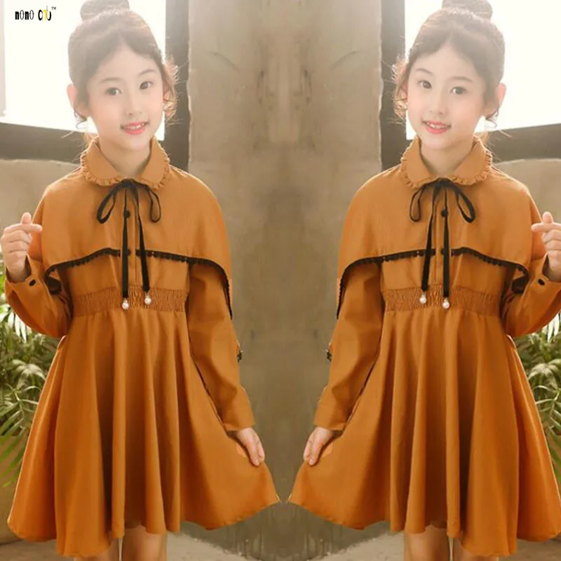 2018 Autumn Winter Girl Dress Long Sleeve Ruffles Pleated Elegant Princess Dresses Kids Girls Clothes 4 5 6 7 8 9 10 11 12 Years | Детская