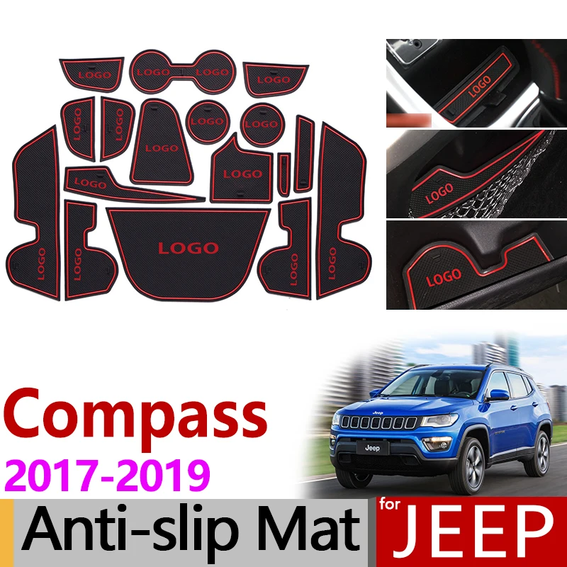 Противоскользящий резиновый коврик для Jeep Compass 2017 2018 MK2 подушка чашки дверные