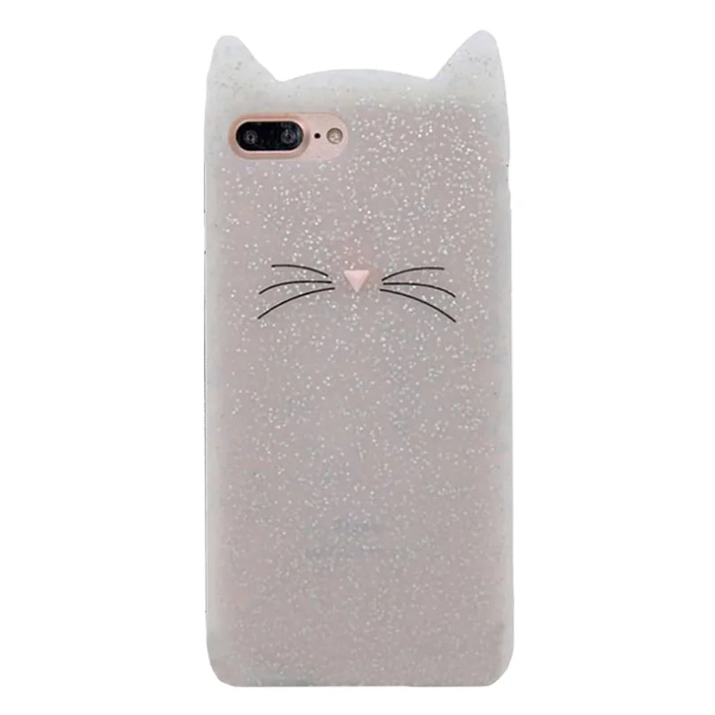 cat white Резиновый чехол с 3D милым стежком единорогом и котом для iPhone 7, 6, 6S Plus, 5S, SE, мягкий силиконовый чехол с мультипликационным принтом для iPhone X, XS, 8, 7, 6 S, чехол - Цвет: cat white