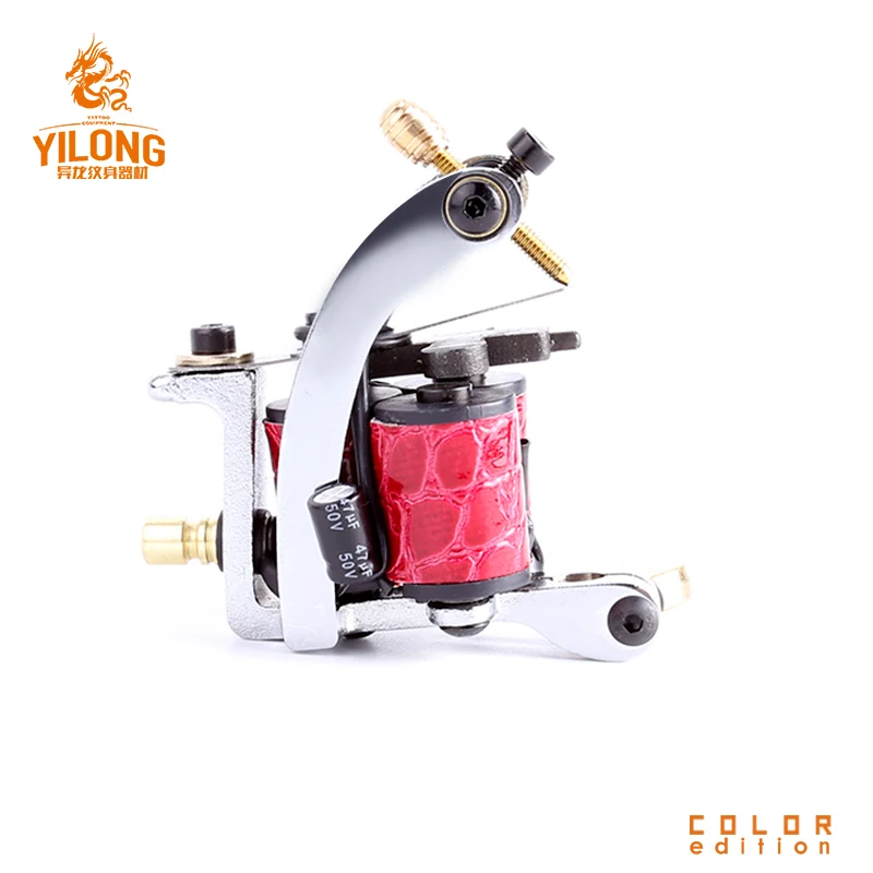 

YILONG Hot Sale Iron Tattoo Guns T-Dial Tattoo Machine 10 Wrap Coils Tatoo Machines Liner For Tattoo Supplies Free Shipping