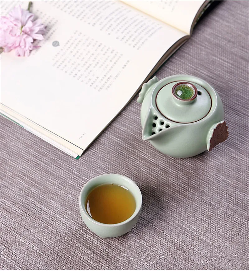 Портативные керамические чайные сервизы для дорожная чашка набор Drinkware1 горшок 1 чашки для домашнего офиса чайная посуда Винтаж GKung Fu чай aiwan Китай